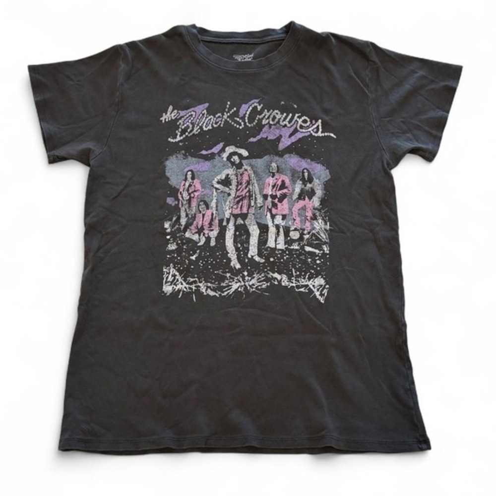 Recycled Karma Black Crowes Oversized Band Tee Black Grey Rock Graphic Shirt M